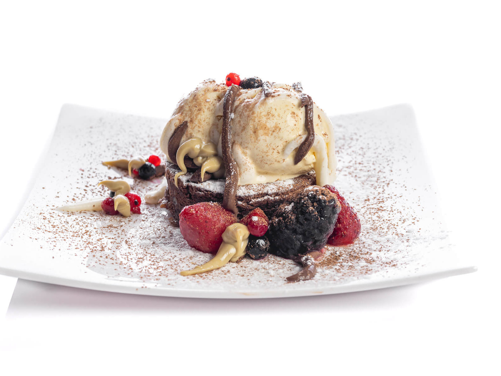 Brownie artesanal al licor con helado