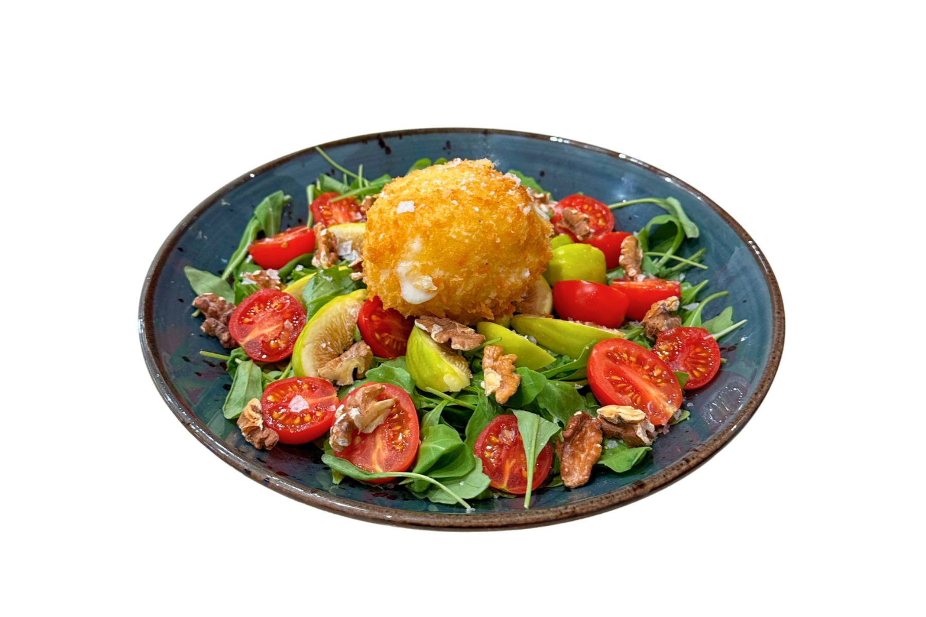 Ensalada de Burrata Rebozada con higos